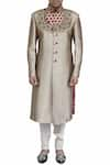 Buy_Gaurav Katta_Gold Parcha Embroidered Sherwani _at_Aza_Fashions