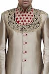 Shop_Gaurav Katta_Gold Parcha Embroidered Sherwani _at_Aza_Fashions