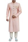 Buy_Gaurav Katta_Pink Silk Sherwani_at_Aza_Fashions