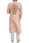 Shop_Gaurav Katta_Pink Raw Silk Embroidered Sherwani _at_Aza_Fashions