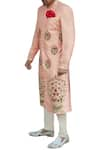 Gaurav Katta_Pink Raw Silk Embroidered Sherwani _Online_at_Aza_Fashions