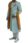 Buy_Gaurav Katta_Blue Silk Quilted Sherwani_at_Aza_Fashions