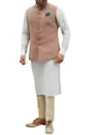 Shop_Gaurav Katta_Beige Linen Woven Bundi _at_Aza_Fashions