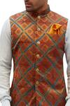 Gaurav Katta_Gold Silk Embroidered Nehru Jacket_Online_at_Aza_Fashions