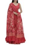 Buy_Vedika M_Red Round Printed Lehenga Set _at_Aza_Fashions