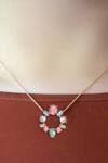 Shop_Atelier Mon_Multi Color Crystals Circular Pendant Necklace_at_Aza_Fashions