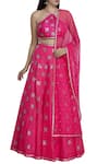 Buy_DNU Priyal Prakash_Pink Raw Silk Embellished Lehenga Set_Online_at_Aza_Fashions