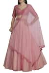 Buy_DNU Priyal Prakash_Pink Raw Silk Embellished Lehenga Set_Online_at_Aza_Fashions