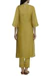 Shop_DNU Priyal Prakash_Yellow Cotton Satin Lycra Embellished Kurta Set_at_Aza_Fashions