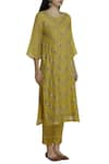 DNU Priyal Prakash_Yellow Cotton Satin Lycra Embellished Kurta Set_Online_at_Aza_Fashions