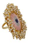 Buy_Bauble Bazaar_Gold Plated Pearl Circular Bead Ring_at_Aza_Fashions