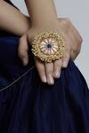 Shop_Bauble Bazaar_Gold Plated Pearl Circular Bead Ring_at_Aza_Fashions