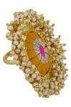 Buy_Bauble Bazaar_Gold Plated Pearl Circular Bead Ring_at_Aza_Fashions