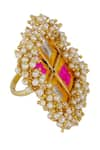 Buy_BAUBLE BAZAAR_Gold Plated Pearl Geometric Bead Ring_at_Aza_Fashions