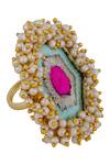 Buy_Bauble Bazaar_Gold Plated Pearl Statement Bead Ring_at_Aza_Fashions