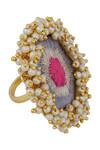 Buy_Bauble Bazaar_Gold Plated Pearl Statement Bead Ring_at_Aza_Fashions