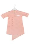 Shop_Little Stars_Peach Cotton Printed Kurta Set  _at_Aza_Fashions