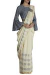 Buy_Samyukta Singhania_Blue Chanderi Saree With Blouse_at_Aza_Fashions