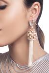 Shop_Outhouse_Gold Plated Crsytal Bead Tassel Earrings_at_Aza_Fashions