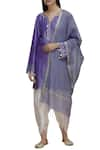 Buy_Seema Nanda_Blue Chanderi Silk Notched Kurta Dhoti Pant Set  _at_Aza_Fashions