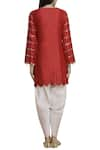 Shop_Seema Nanda_Red Chanderi Silk Notched Kurta Dhoti Pant Set  _at_Aza_Fashions