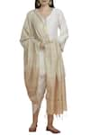 Buy_Seema Nanda_Off White Chanderi Silk V Neck Kurta Dhoti Pant Set  _at_Aza_Fashions