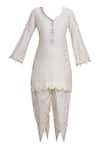 Buy_Seema Nanda_Off White Chanderi Silk V Neck Kurta Dhoti Pant Set  _Online_at_Aza_Fashions