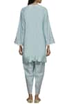 Shop_Seema Nanda_Blue Chanderi Silk V Neck Kurta Dhoti Pant Set  _at_Aza_Fashions