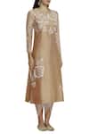 Seema Nanda_Beige Chanderi Silk Round Kurta  _Online_at_Aza_Fashions