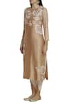 Buy_Seema Nanda_Beige Chanderi Silk Round Kurta  _Online_at_Aza_Fashions