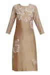 Shop_Seema Nanda_Beige Chanderi Silk Round Kurta  _Online_at_Aza_Fashions