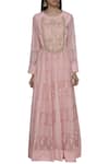 Buy_Shyam Narayan Prasad_Pink Cotton Satin Round Embroidered Anarkali Set _Online_at_Aza_Fashions