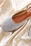 Shilpsutra_Silver Embellished Silk Juttis_Online_at_Aza_Fashions
