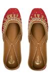 Buy_Shilpsutra_Red Embellished Silk Juttis_at_Aza_Fashions