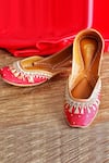 Buy_Shilpsutra_Red Embellished Silk Juttis _Online_at_Aza_Fashions