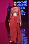 Buy_SVA by Sonam & Paras Modi_Pink Jacketraw Silkcrop Top Silkpalazzos Embroidered Pant Set  _at_Aza_Fashions