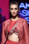 Buy_SVA by Sonam & Paras Modi_Pink Jacketraw Silkcrop Top Silkpalazzos Embroidered Pant Set  _Online_at_Aza_Fashions