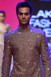 SVA by Sonam & Paras Modi_Grey Raw Silk Embellished Sherwani Set_Online_at_Aza_Fashions