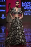 Buy_SVA by Sonam & Paras Modi_Black Blouse Silk And Organzalehenga Chanderi V Neck Embroidered Lehenga Set _at_Aza_Fashions