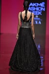 Shop_SVA by Sonam & Paras Modi_Black Raw Silk V Neck Embellished Lehenga Set _at_Aza_Fashions