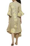 Shop_KAVERI_Yellow Linen Embroidered Dress_at_Aza_Fashions