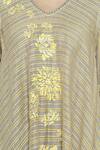 KAVERI_Yellow Linen Embroidered Dress_at_Aza_Fashions