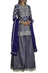 Buy_Neha Khullar_Blue Kurta And Palazzo Chanderi Silkdupatta Chiffon Round Set _at_Aza_Fashions