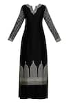 Buy_Neha Khullar_Black Kurta And Palazzo Chanderi Silkdupatta Chiffon Notched Set _Online_at_Aza_Fashions