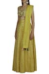 Neha Khullar_Yellow Chanderi Silk Square Neck Lehenga Set _Online_at_Aza_Fashions