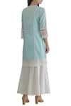 Shop_Mandira Wirk_Blue Cotton Dobby Round Embroidered Kurta _at_Aza_Fashions