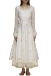 Label Earthen_Off White Silk Chanderi Resham Embroidered Anarkali Set For Kids_Online_at_Aza_Fashions