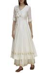 Buy_Label Earthen_Off White Silk Chanderi Resham Embroidered Anarkali And Sharara Set For Kids_at_Aza_Fashions