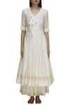 Buy_Label Earthen_Off White Silk Chanderi Resham Embroidered Anarkali And Sharara Set For Kids_Online_at_Aza_Fashions