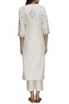 Shop_Label Earthen_Off White Silk Chanderi Kurta Set For Kids_at_Aza_Fashions